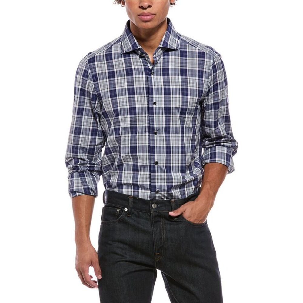 Isaia Mens Mix Dress Shirt, Blue